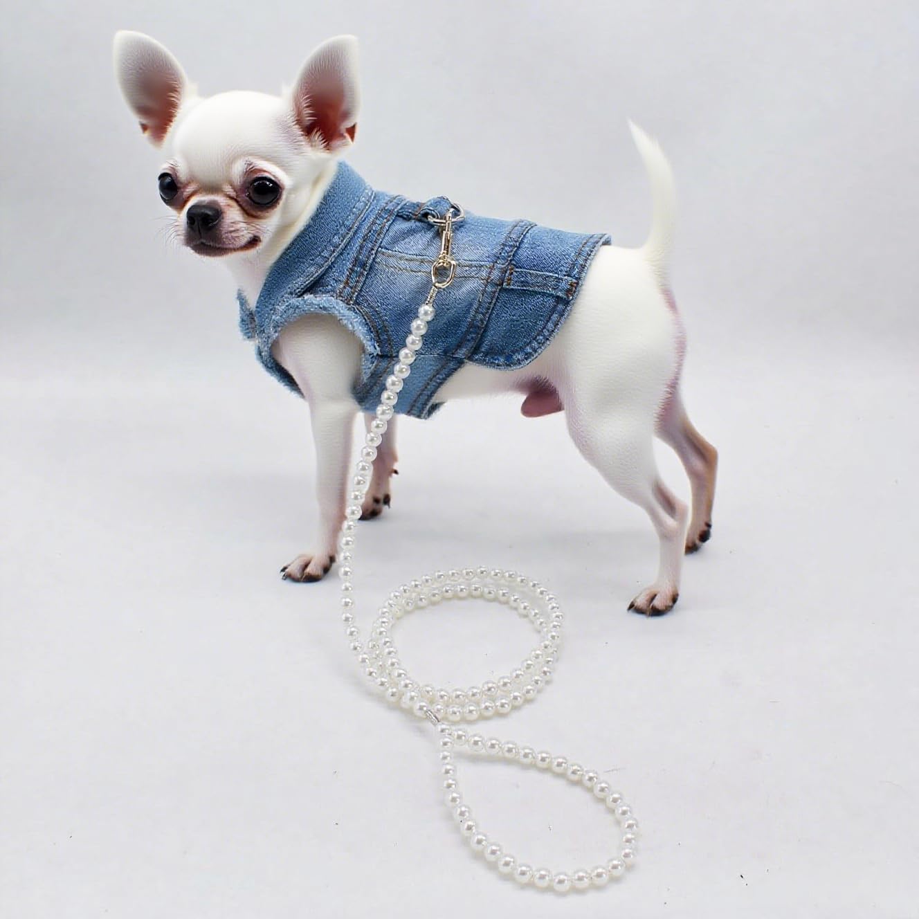 Pearl Dog Leash for Small Dogs, Elegant Pet Lead for Wedding Photo Prop image 5