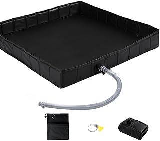 Upgraded Portable Shower Pan, 41" x 41" x 5" Foldable RV Shower Pan with Drain Hose & Pouch, Outdoor Shower Floor Camping Shower Base to Keep Feet Clean for Outdoor, Indoor, Camping, Beach