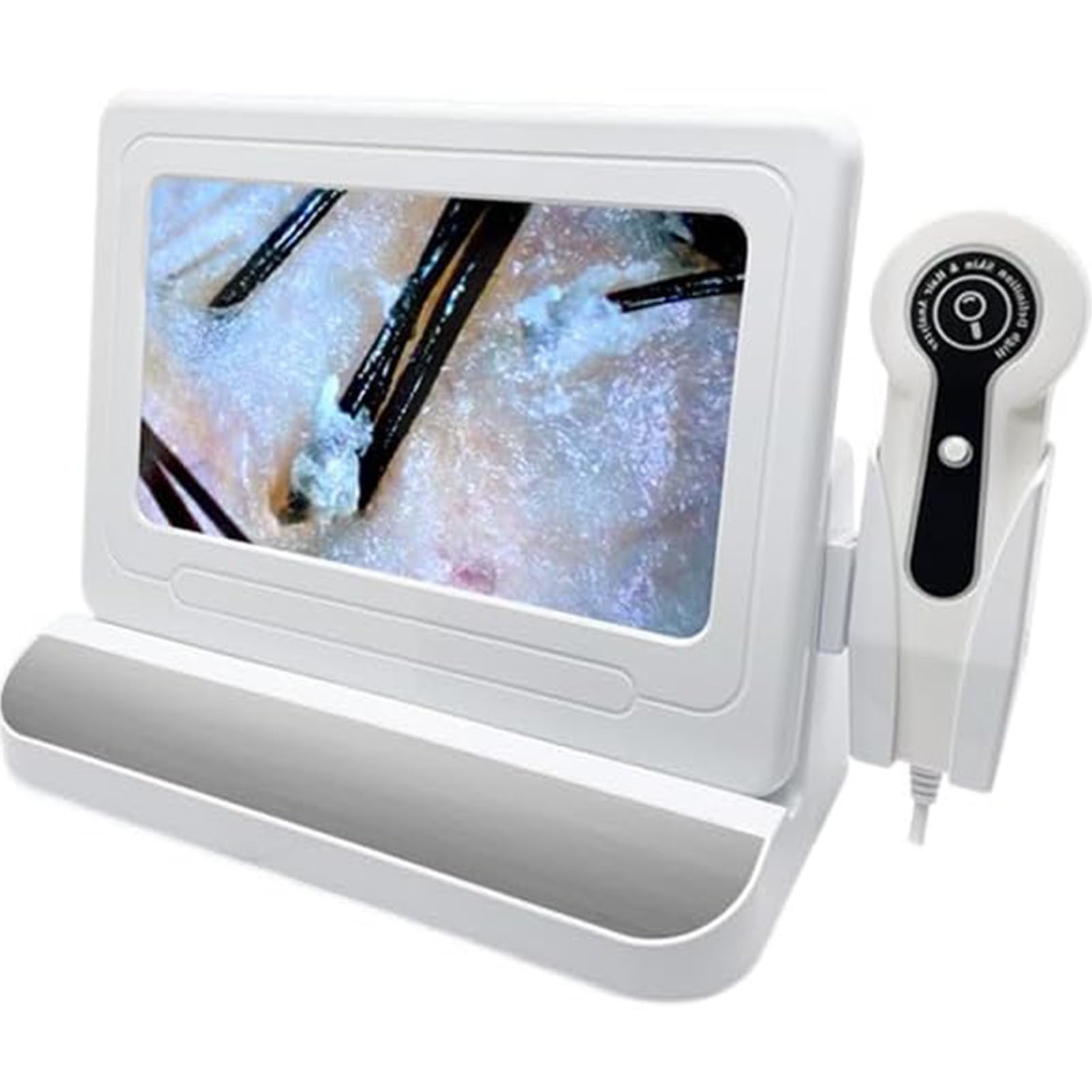 Máquina Diagnóstico Piel 11 Inc Con Pantalla Lcd Digital HD,Detección Cuero Cabelludo 200 Veces Y Piel 50 Veces,10 Millones Píxeles Y Detección Espectral 4 Para Detectar Folículos Pilosos Silver