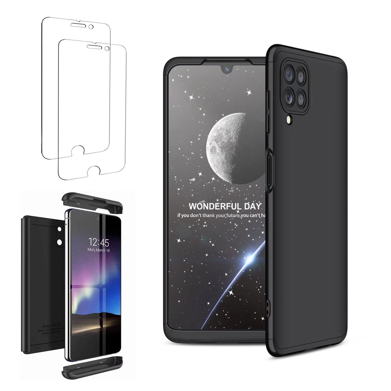 TtianfaCase Cover for Huawei Nova 7i case【2】Tempered screen Protector,3 in  360°Protectiv Shockproof Durable Ultra Thin Silicone Matte Plating