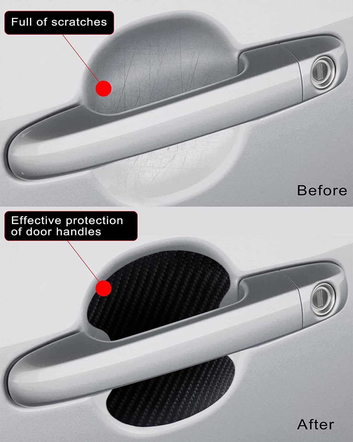 4 Pack Black Car Door Handle Scratch Protector 4 Pack,Car Door Handle Protective Films Universal Stickers and Decals Accessories Protective Shields