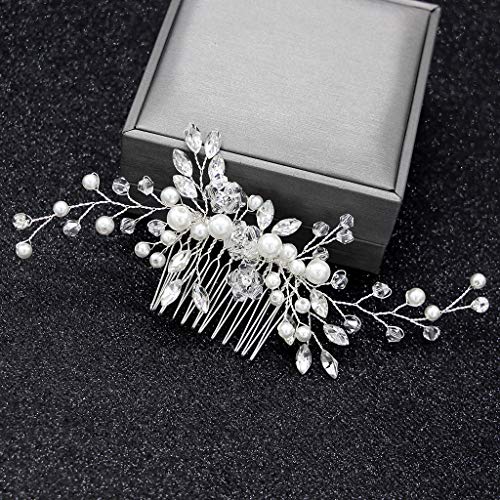 MISHITI Peine de Novia para Mujer, joyería de Perlas, Adornos para el Cabello, tocados Elegantes para Boda Nupcial