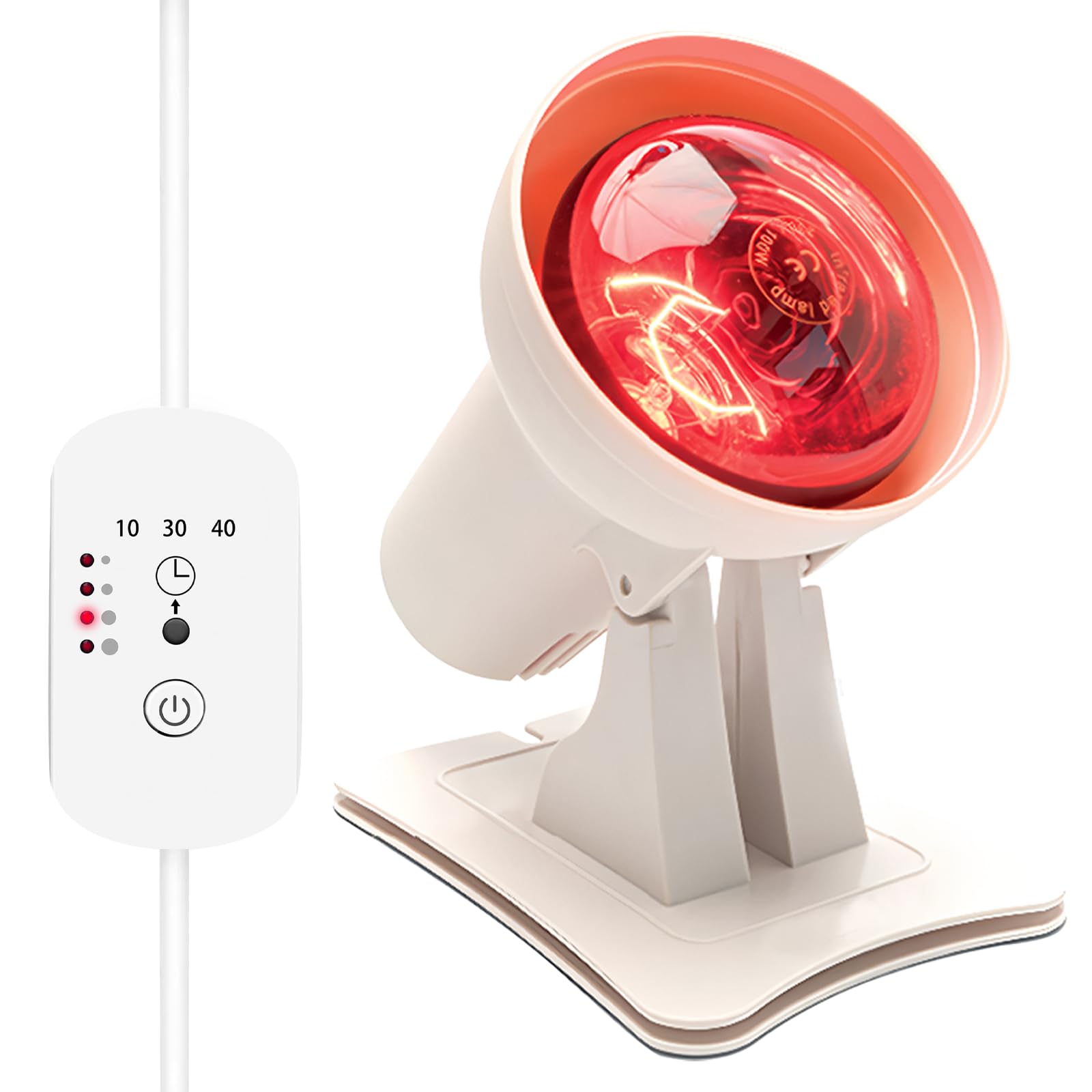 Rotlichtlampe 150Watt, mit Timer, Infrarotlampe Rotlichtlampe Gesicht Einstellbare Zeit und Temperatur (Weiß), mehrstufiger Winkelverstellung
