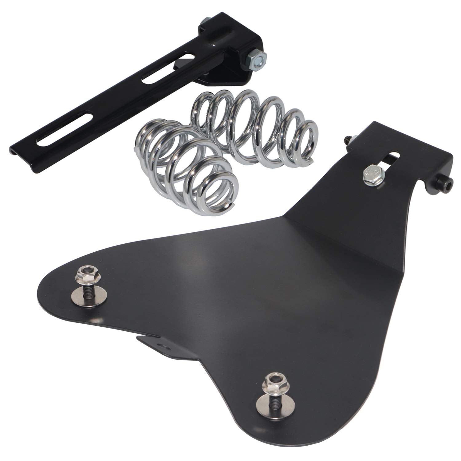 Solo Seat Base Pan Base Plate with Chrome 3" Springs Bracket Kit for Harley Sportster XL 1200 883 48 Chopper Bobber Custom
