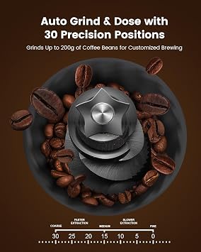 (2026 Upgrade) 15 Bar Espresso Machine with Built-in Anti-Clog Coffee Grinder, Expresso Coffee Machines with Milk Steam Wand/Frother/Tamping Tools,Espresso Maker with Grinder for Lattes-Sleek Black