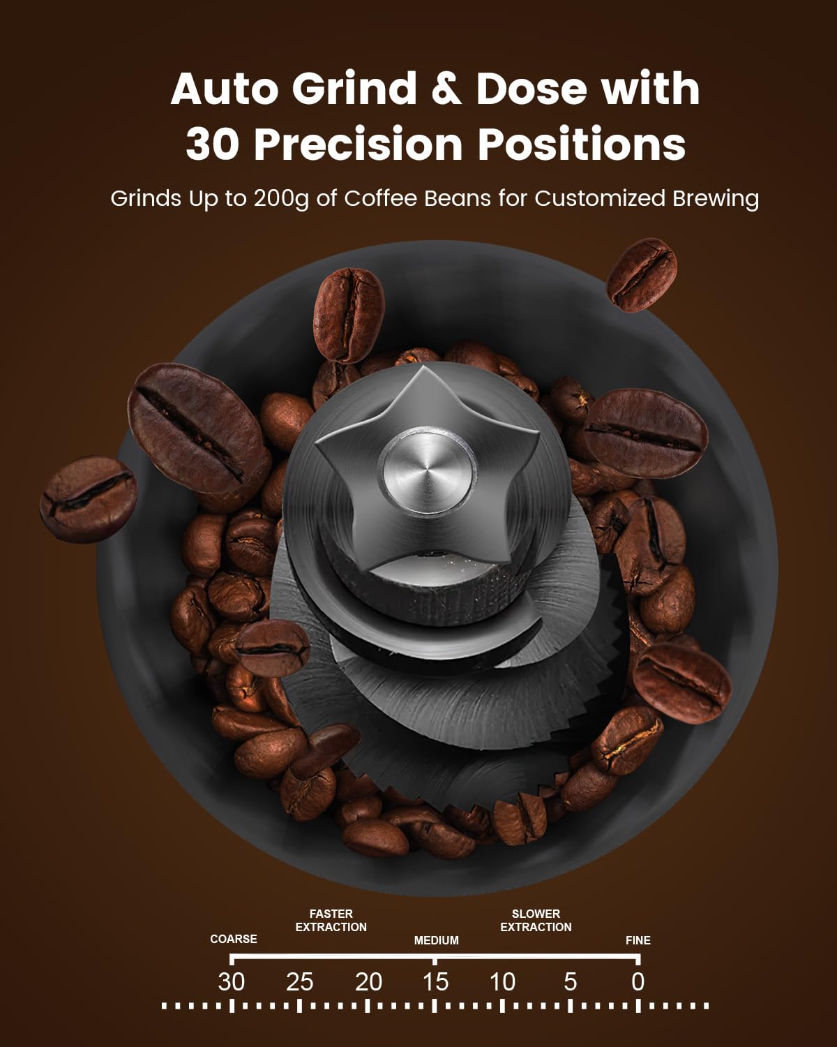 (2026 Upgrade) 15 Bar Espresso Machine with Built-in Anti-Clog Coffee Grinder, Expresso Coffee Machines with Milk Steam Wand/Frother/Tamping Tools,Espresso Maker with Grinder for Lattes-Sleek Black