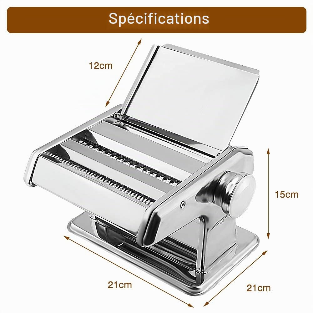 Machine à Pâtes Manuelle en Acier Inoxydable, 2 Lames de pour Spaghetti, Tagliatelles et Lasagne