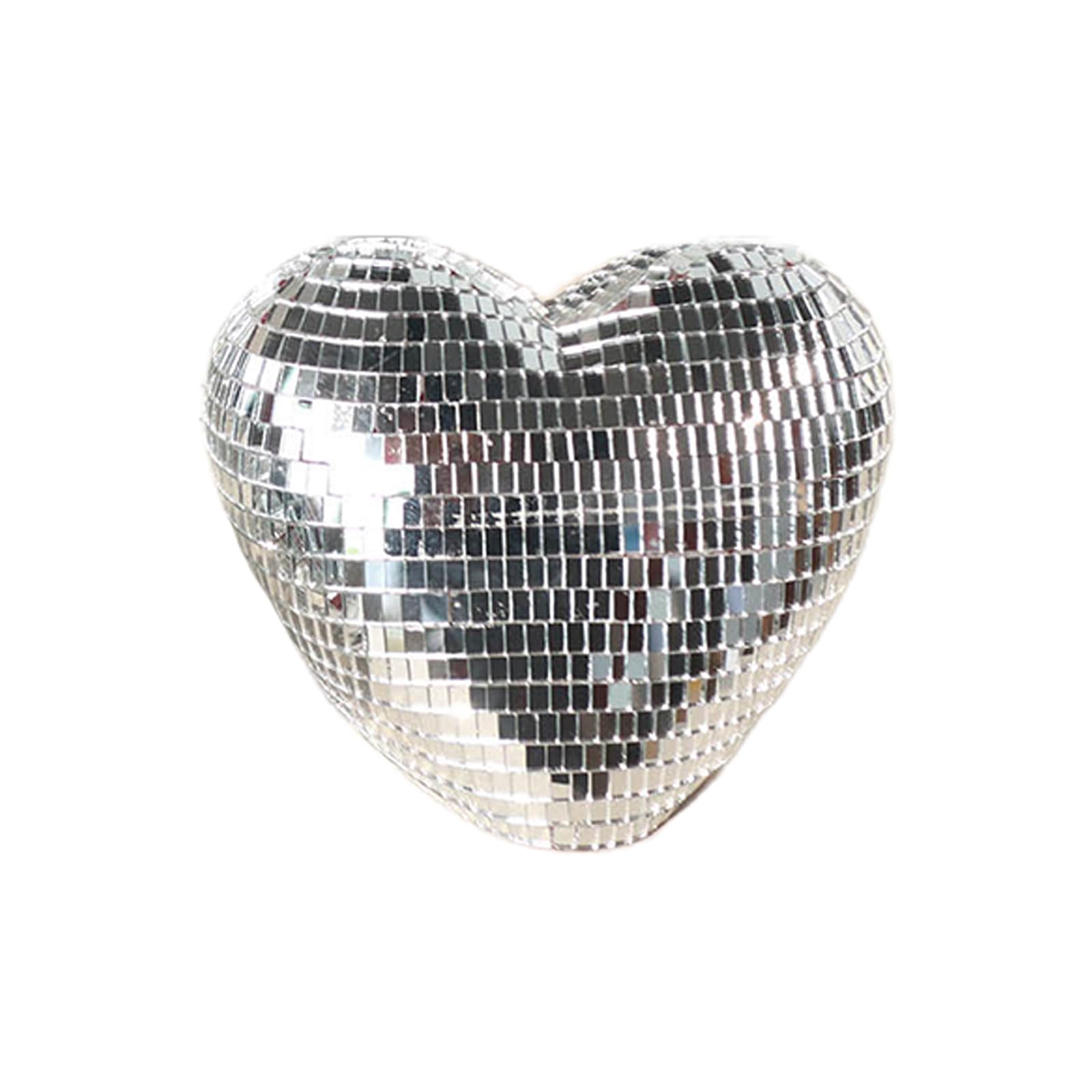 Boule disco coeur à lumière LED réfléchissante et facettes de verre scintillantes
