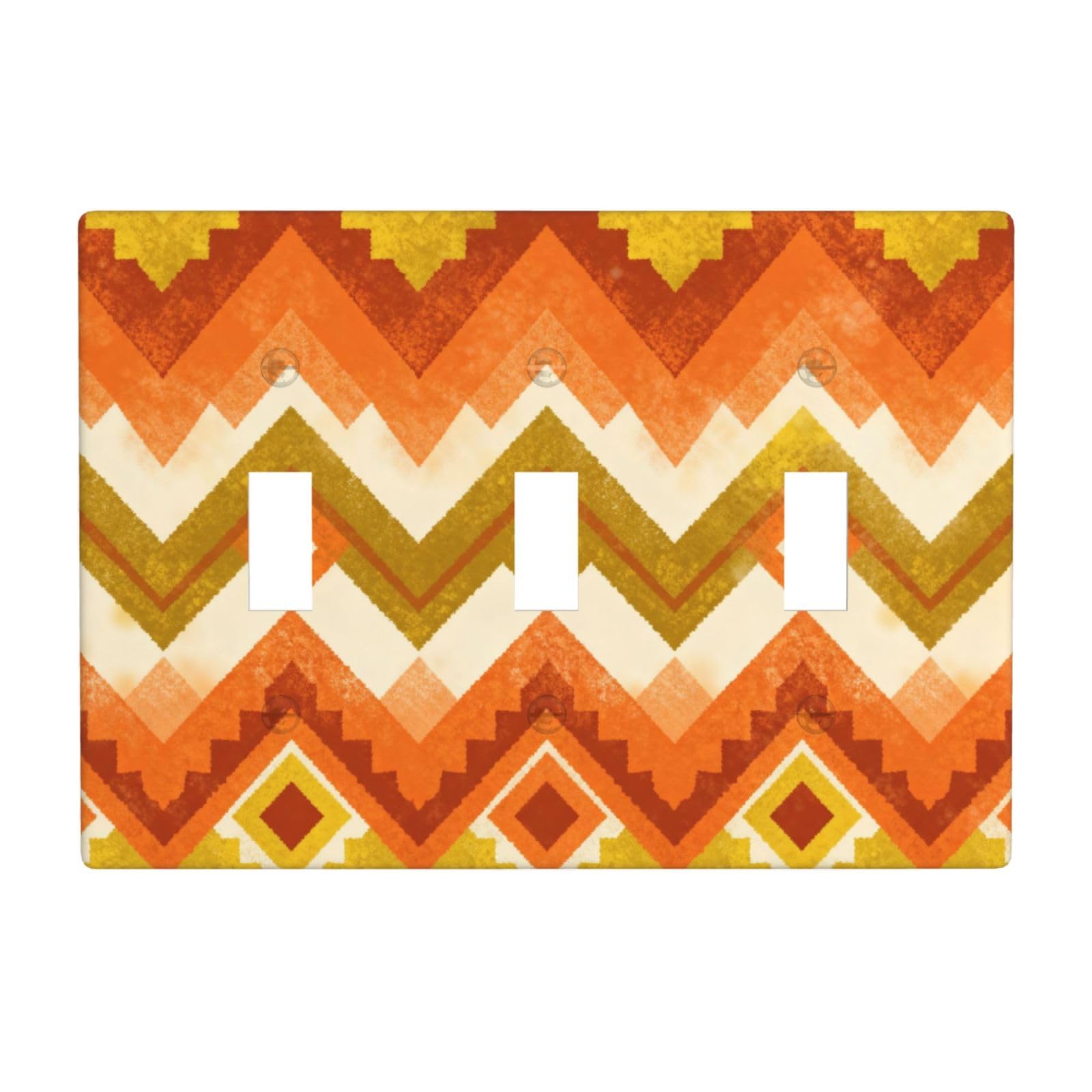 Bohemian 3 Gang Switch Plate Cover-Unbreakable Polycarbonate Wall Plate, Heat Resistant Toggle Switch Decor for Home