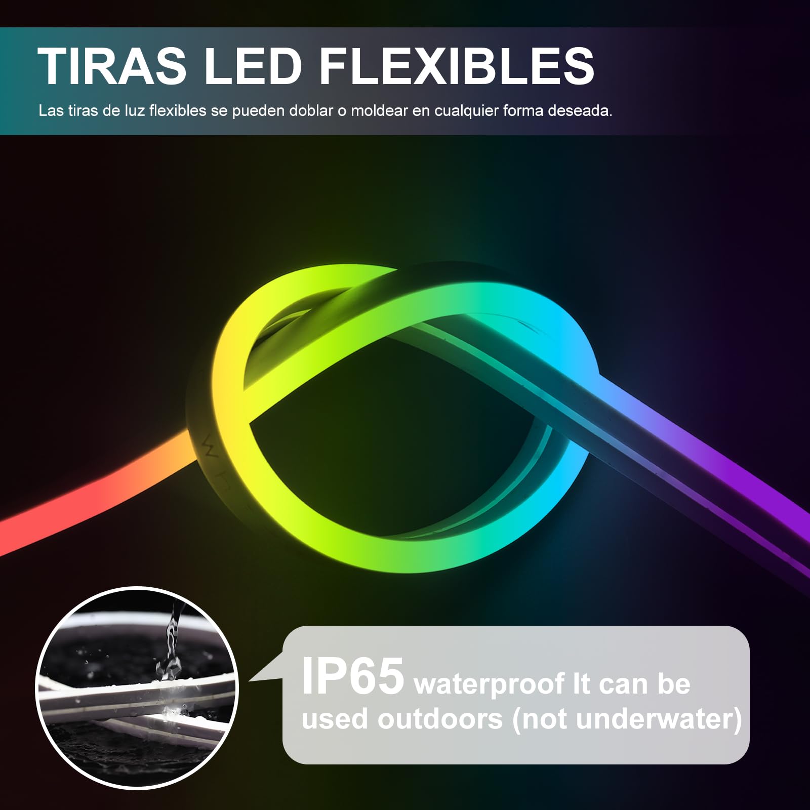 EXTRASTAR Tira de Luz LED de Neón RGB, Tiras LED 5M 96Leds con Mando a Distancia de 28 Teclas y Control Bluetooth APP, Impermeable IP65, 12V, 5A, para Habitación,Boda,Fiesta,Navidad (Paquete de 2)