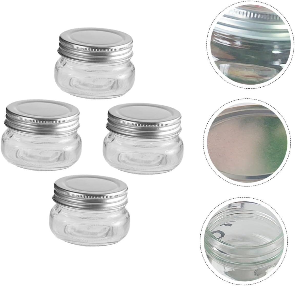 Toyvian 4pcs 150ml round Candy Jars with Aluminum Lids, Glass Sweet Storage Containers for Xmas Party Favors and DIY Candy Display