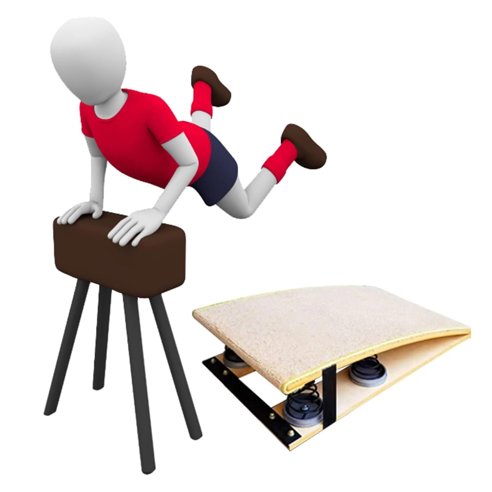 ZARBAILRE High Bounce Springboards, Beige Junior Gymnastics Springboard, Hard Wood Vault Sport Equipment for Little Gymnast/Kids/Children, Load 65kg / 140kg