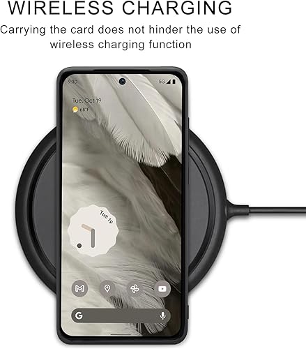 Miniatura 6 de Funda diseñada para Google Pixel 8, funda delgada de piel sintética con soporte para ranura para tarjetas, función atril, a prueba de golpes, funda