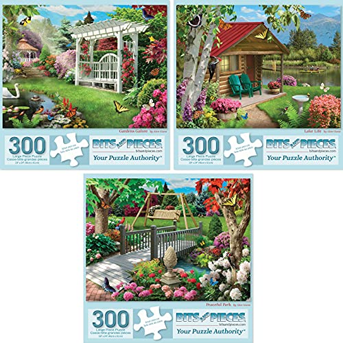 Bits and Pieces - Value Set of Three (3) 300 Piece Jigsaw Puzzles for Adults - Each Puzzle Measures 18