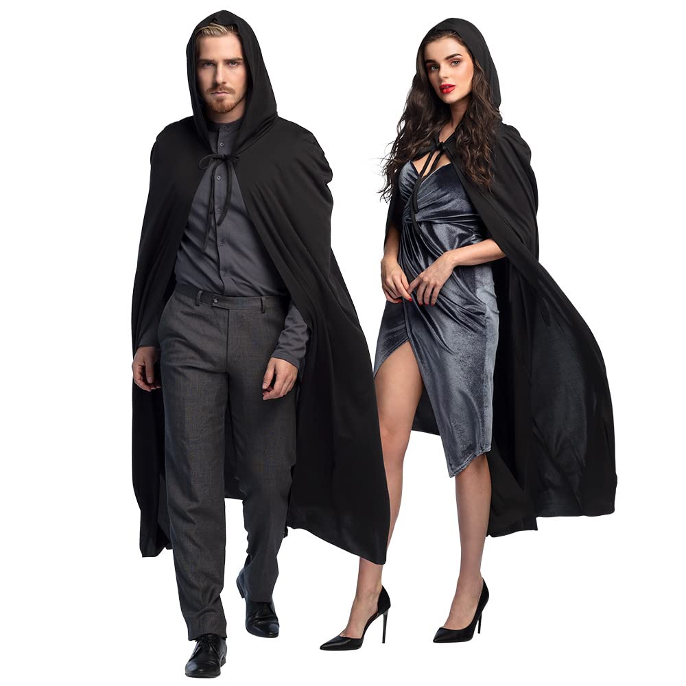 Boland - Peleryna z kapturem, 180 cm, 100% poliester, unisex, wiedźma, średniowiecze, rycerz, wampir, Halloween, kostium, karnawał, przebranie, bal przebierańców, bal przebierańców, Halloween
