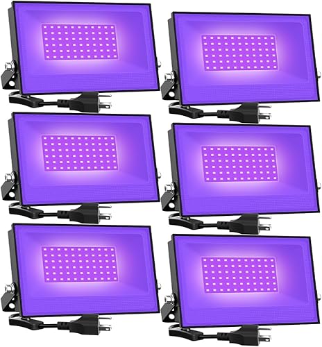 Miniatura 11 de Onforu Paquete de 2 luces LED negras de 30 W, luz de inundación de luz negra con enchufe, IP66 impermeable, para fiesta de baile de Halloween