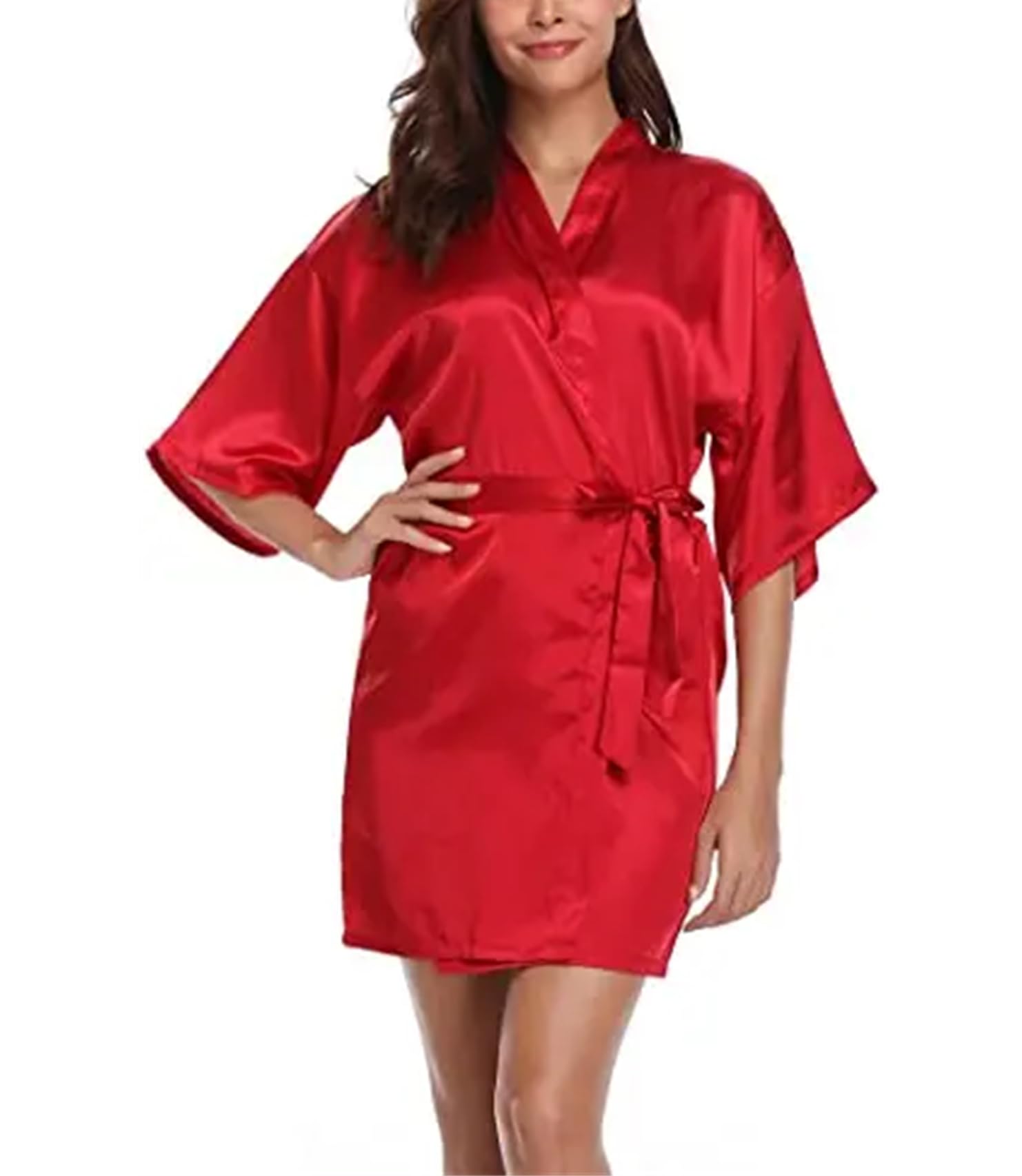ECwtpndf Accappatoio da Donna in Raso, Abito Kimono in Raso di Seta da Donna Multicolore S-3XL