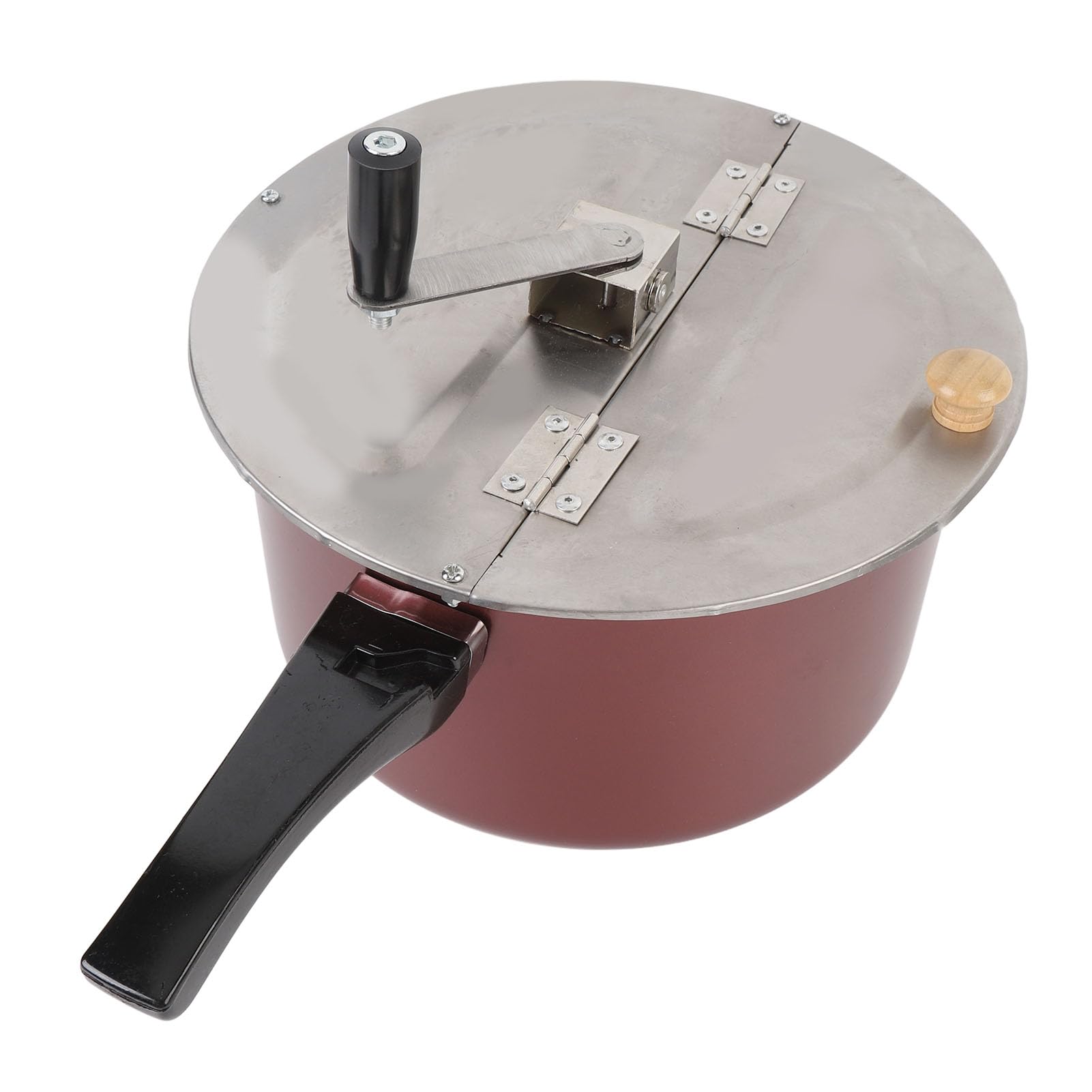 Pochocler de acero inoxidable, máquina de palomitas de maíz manual, máquina de palomitas caseras con mango de madera para estufa de gas y cocina de inducción, aperitivo compacto