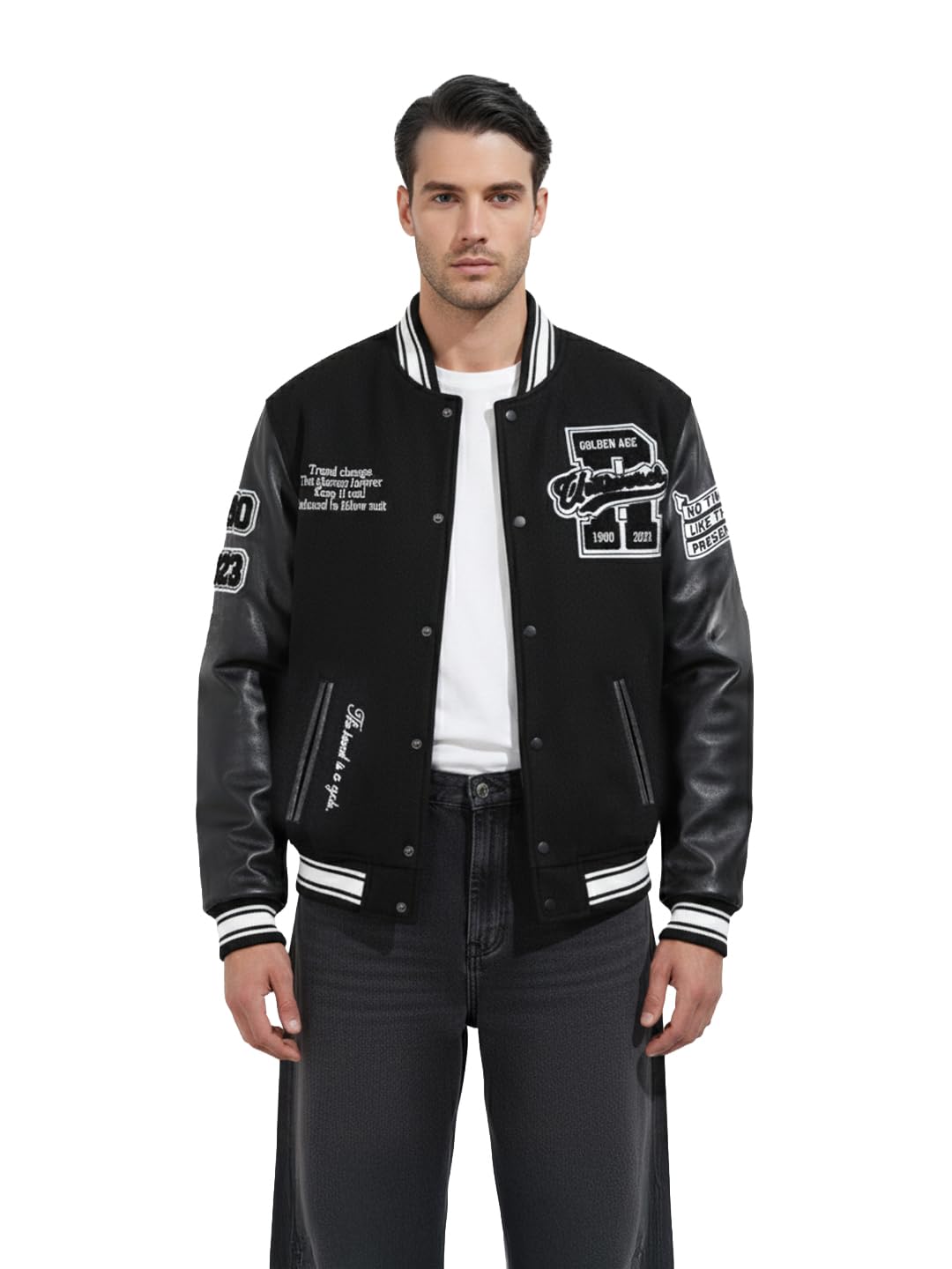 the indian garage co Men Regular Fit Long Sleeves Baseball Collar Embroidered Jacket-picture-49