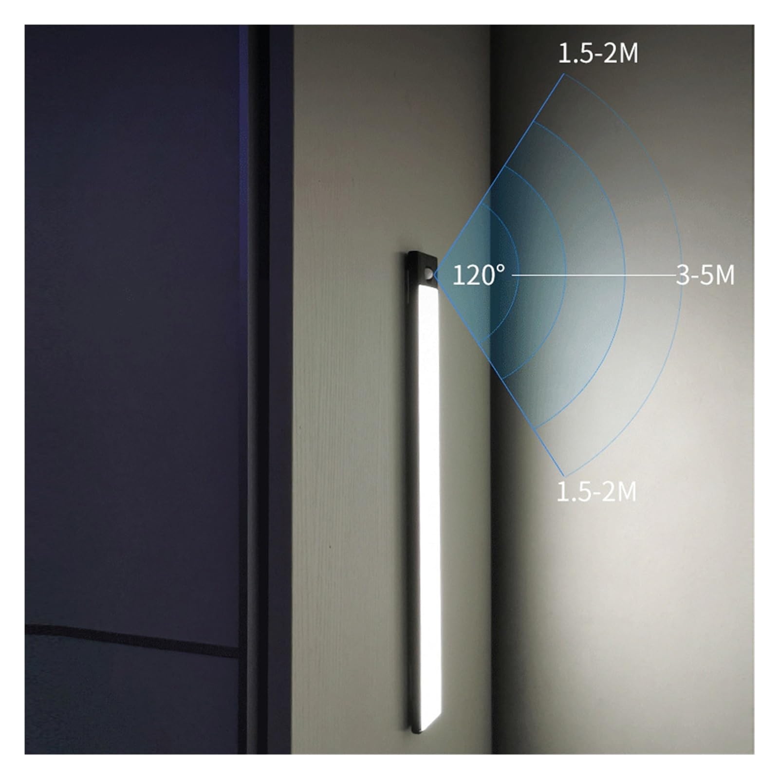 Sensor De Luz LED Por Movimiento PIR 20/40cm, Luces Térmicas For Debajo Del Gabinete, Lámpara Aluminio Ultrafina Recargable USB, Nocturna Detector De Movimiento(White 20cm,Hand Sweep)