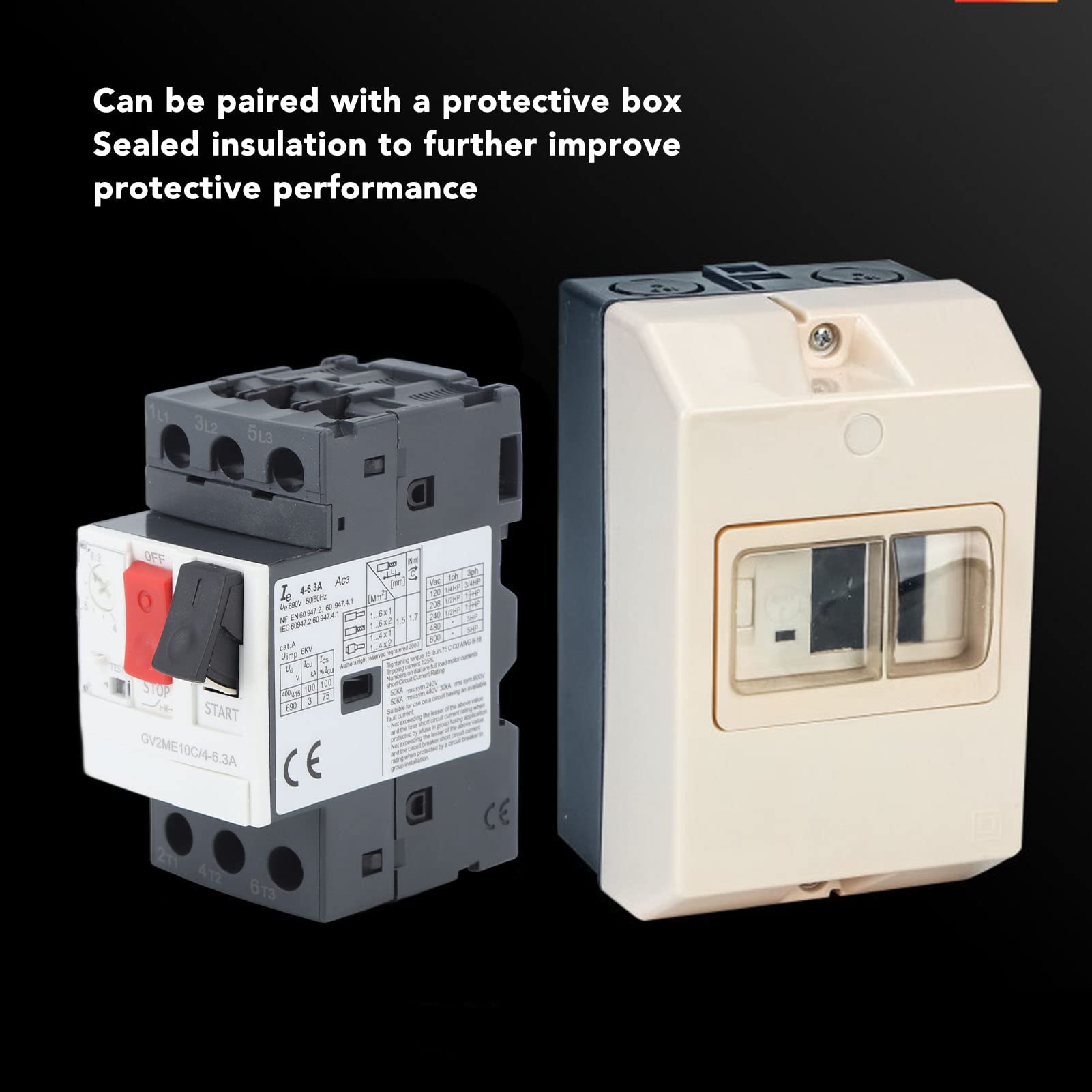 GV2-ME14C Disjoncteur de Protection Moteur, AC690V, Installation sur Rail 35mm, 6-10A, Protection Contre Courts-circuits et Surcharges, Contrôle par Bouton, Matériau ABS