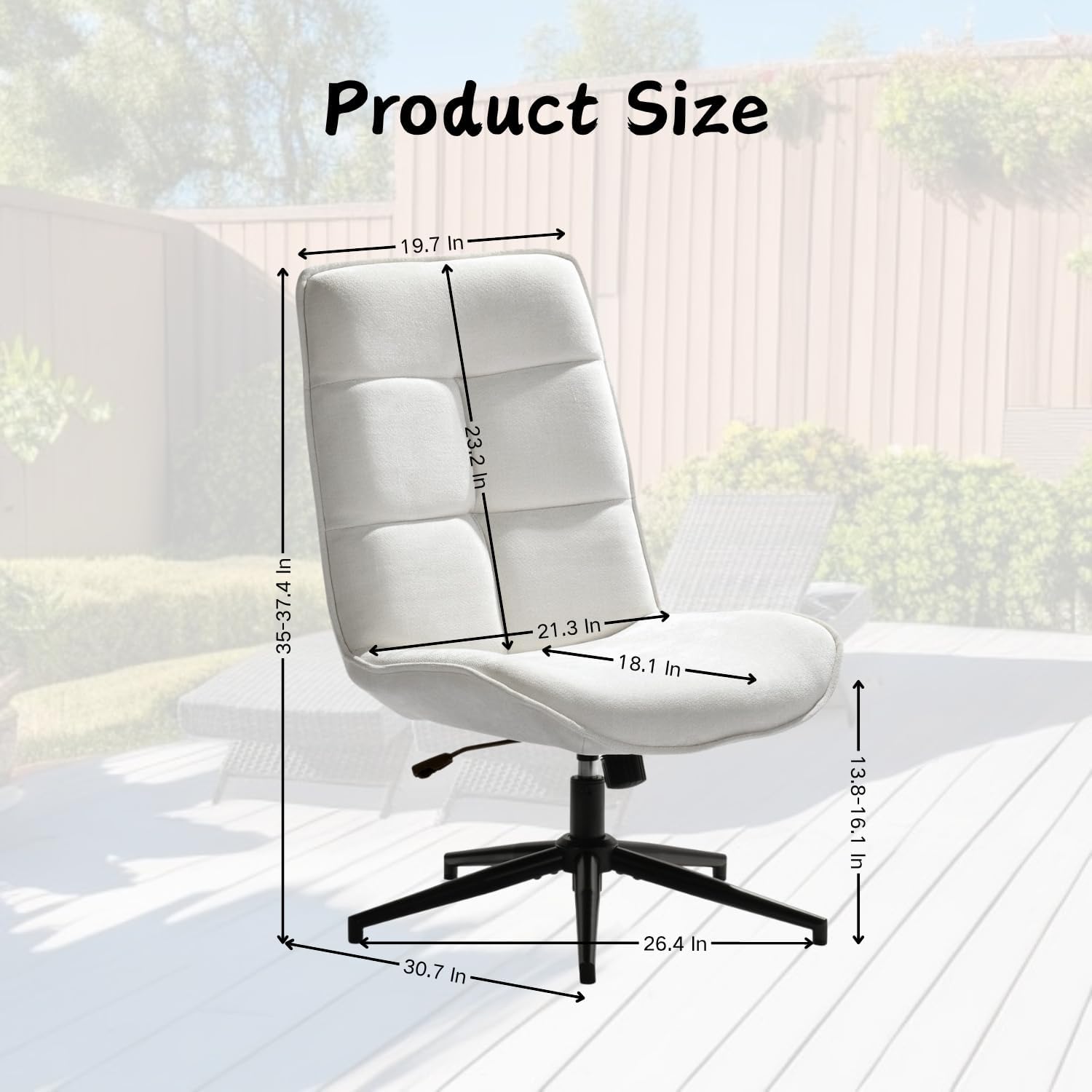 Homy Casa 1-Pack White Patio Chair, Quilted Modern Design, Polyester Upholstery, Ideal for Patio and Garden, Easy-Clean Versatility