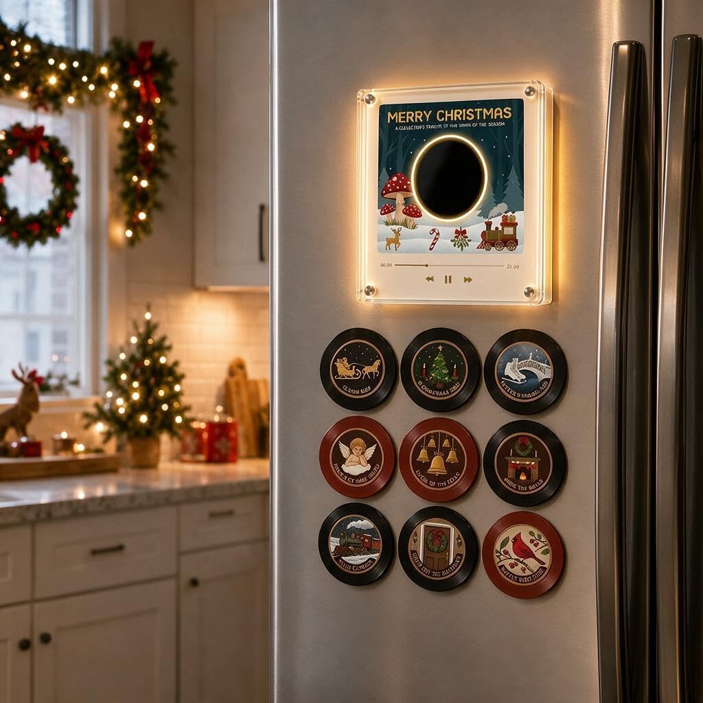 Christmas Vinyl Player Fridge Record NFC Magnetic Music Box Set