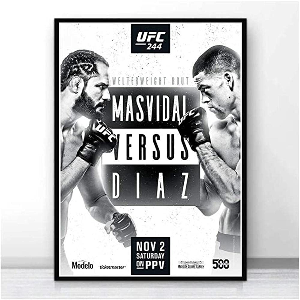 Wflwlhh Canvas Wall Art Giclee Posters And Prints Poster Wall Art Ufc 244 Nate Diaz Vs Jorge Masvidal Fight Print Picture Prints Canvas Painting For Home Room Decor-(50X75cm) Frameless