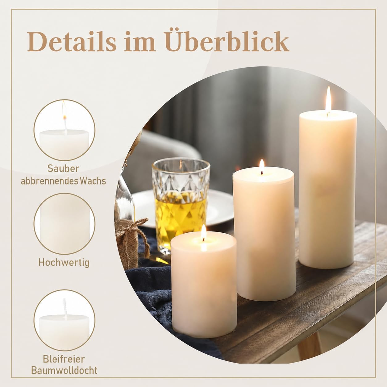 18 Stück Weiße Stumpenkerzen, 8/15/20 cm Hoch Duftfreie Kerzen für Hochzeit | 3 Größen, Lange Brenndauer Elfenbein Tropffrei Altarkerzen Haushaltkerzen für Kirche Ostern Spa Tischdekoration Valentinstag