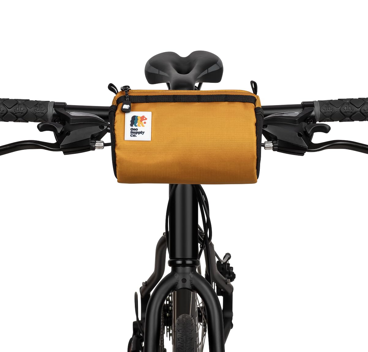 Oso Supply Co Handlebar Bike Bag – Water-Resistant Hard Shell with Quick-Access Zipper, Side Mesh Pockets, and Spacious Storage – Ideal for Cycling,