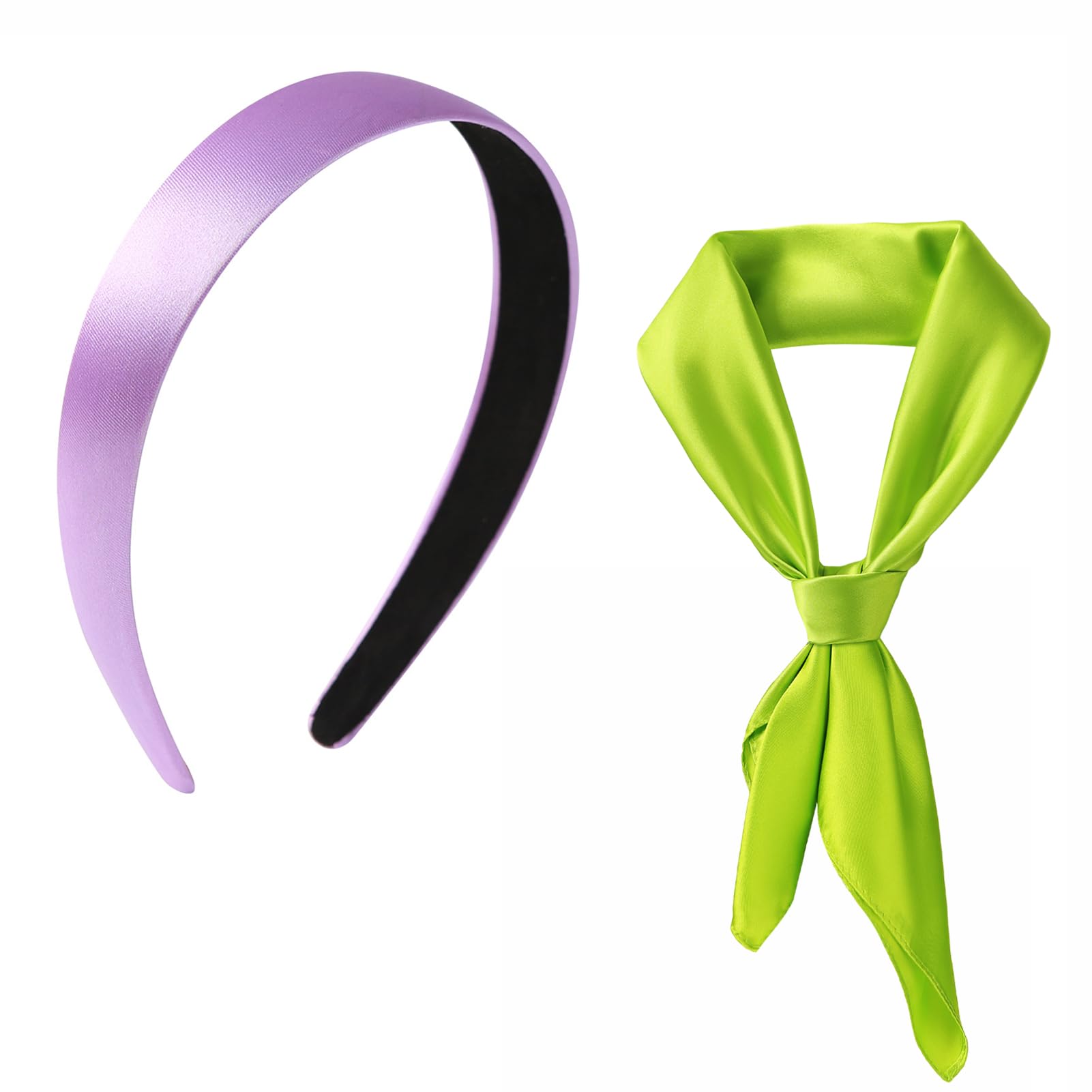 Fancheer Purple Headband and Green Scarf for Women Halloween Costume Accessories for Daphne