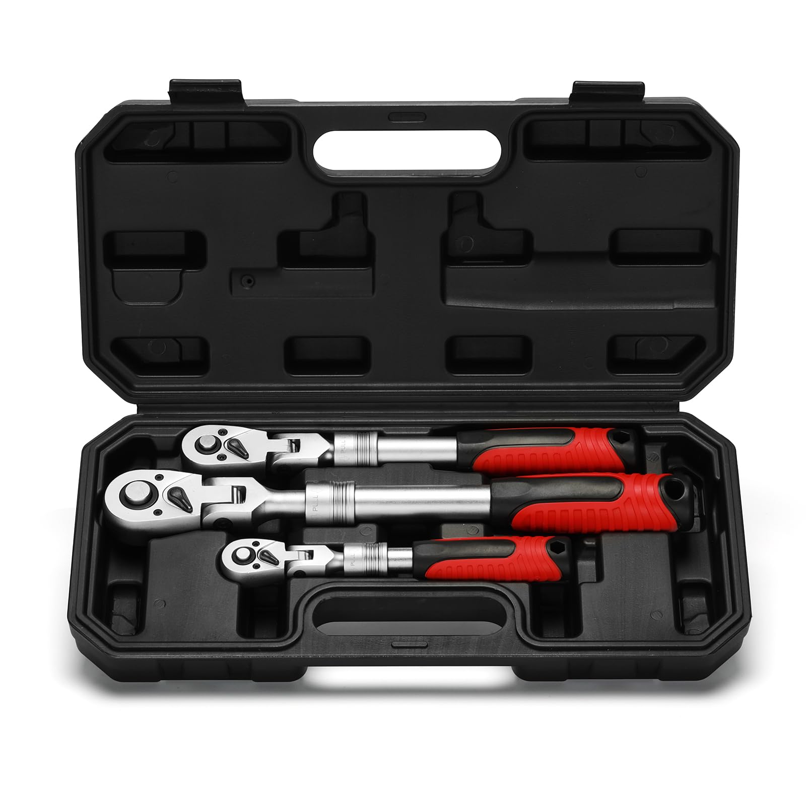 Mayouko Set di 3 chiavi a cricchetto con testa flessibile, attacco da 1/4" e 3/8" e 1/2", 72 denti, CR-V