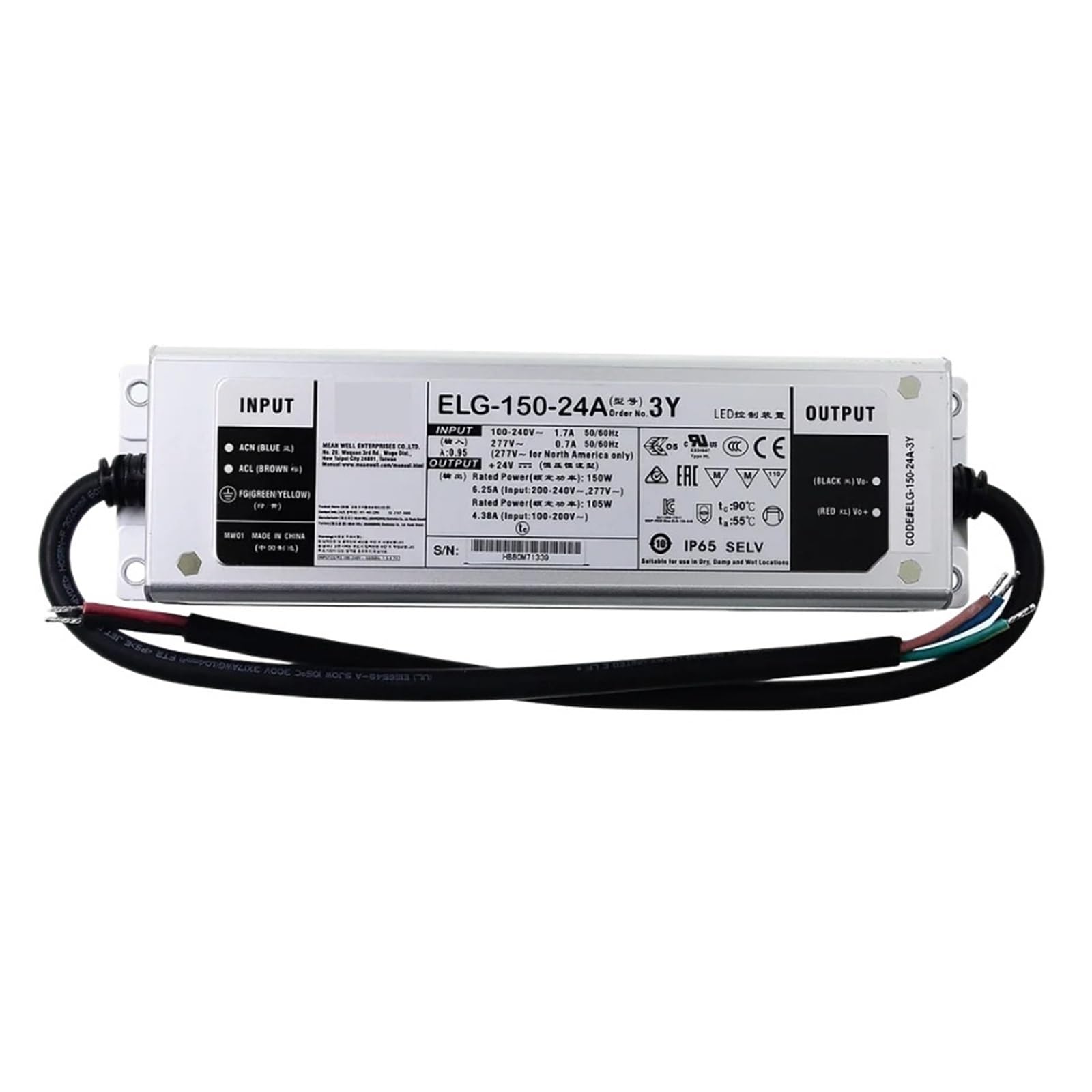 HYUJNAFZR ELG-150 Waterproof Switching Power Supply 3Y 12/24/36/42/48/54 A(ELG-150-24A-3Y 24V)