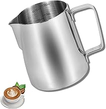 إبريق لبن من ديفيد® 350 ملليلتر | شفشق لبن | مصنوع من الستانلس ستيل 304 | إبريق لبن مع قياس | باريستا | لمحبي القهوة | الكابتشينو واللاتيه والاسبريسو