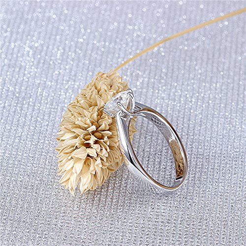 DovEggs Solid 14K White Gold Moissanite Solitaire Engagement Rings for Women 1ct 6.5mm GH Color Heart Arrows Cut Created Moissanite Classic Women `s Engagement Wedding Rings3