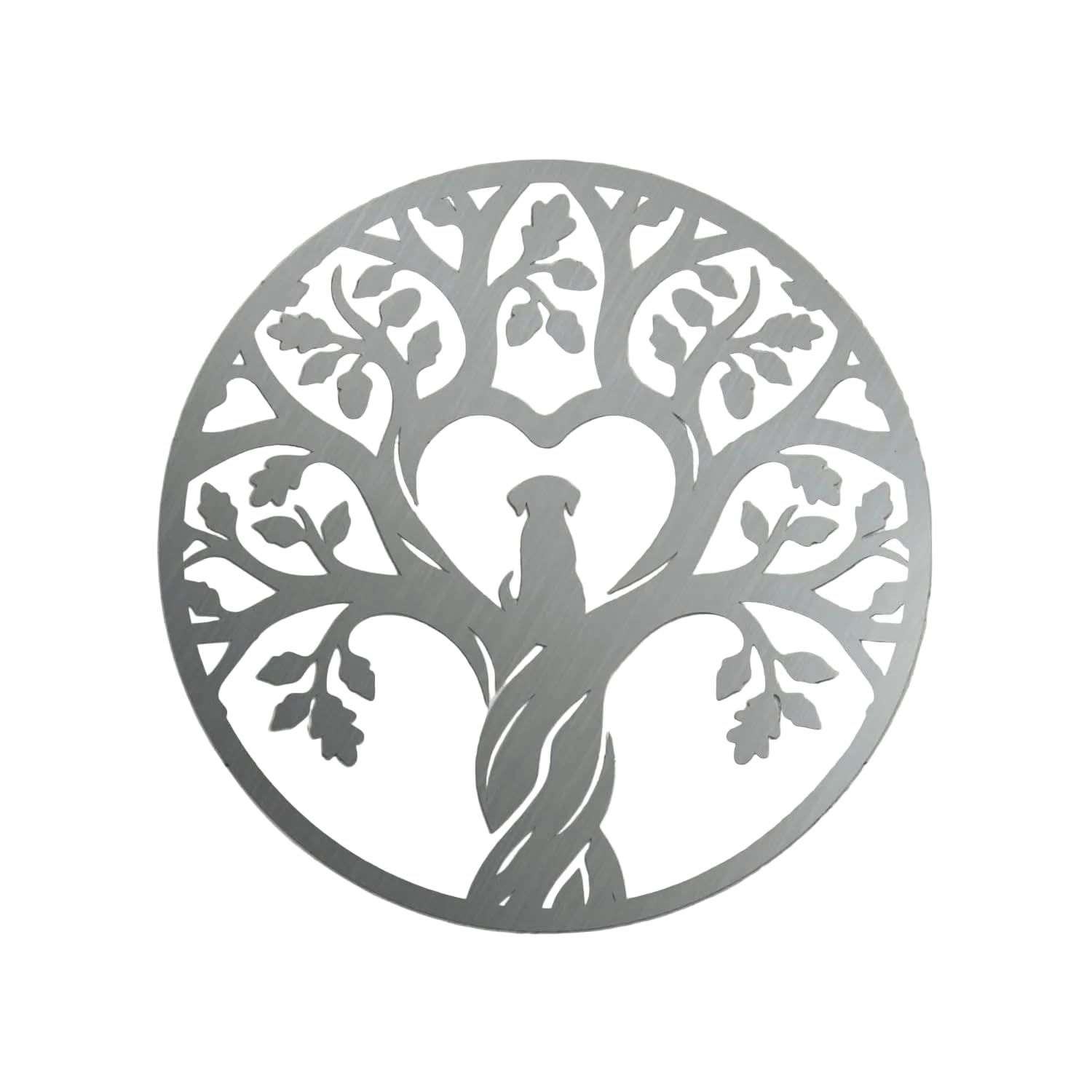 Image Industry Dog Silhouette Heart in Oak Tree Steel Garden Sculpture