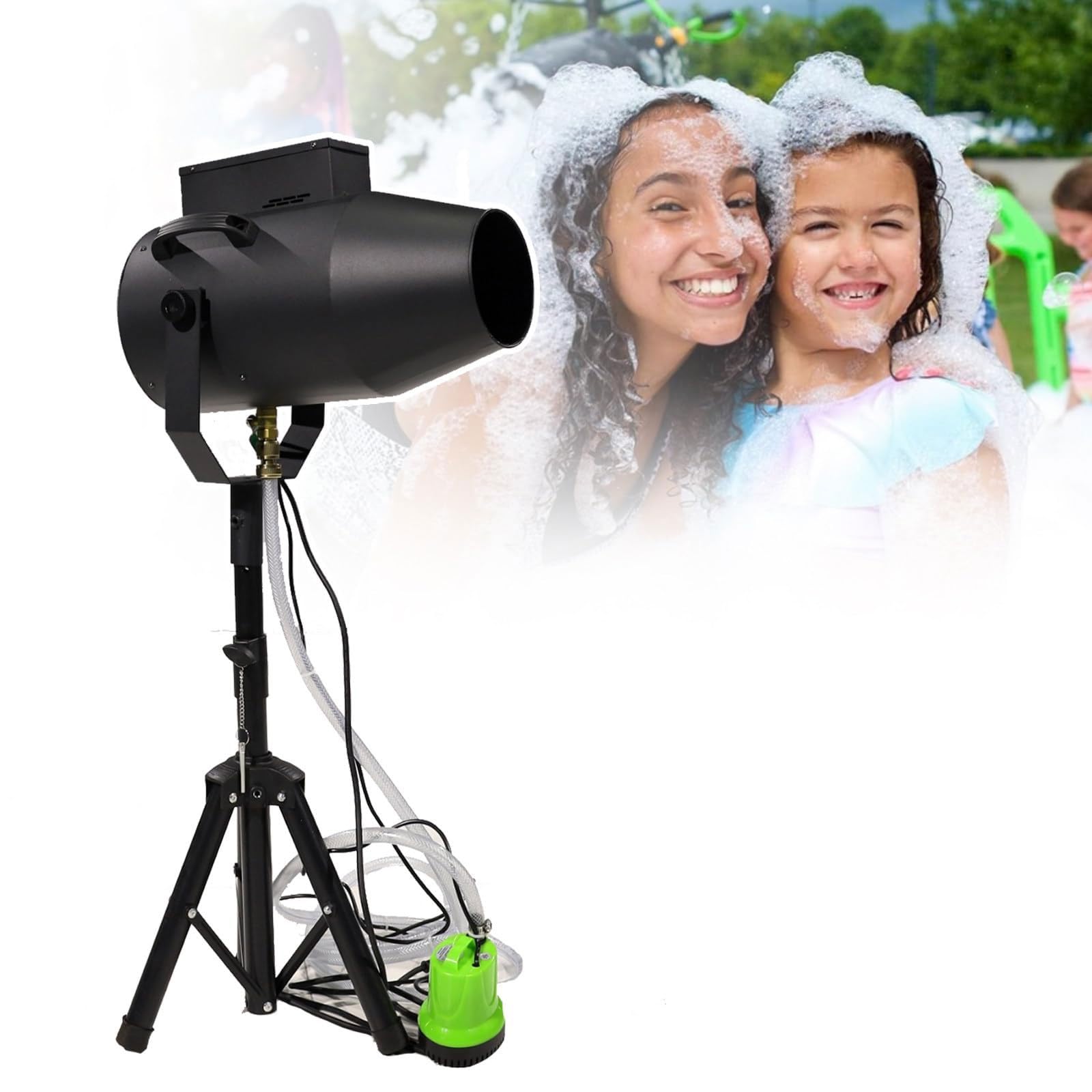 Máquina De Espuma 1000W Cañón De Espuma Máquina Espumas Profesional Escenarios Distancia 6 A 10 M/área 80 M² Ángulo Ajustable Para Fiestas, Piscina Exterior Interior(Black)
