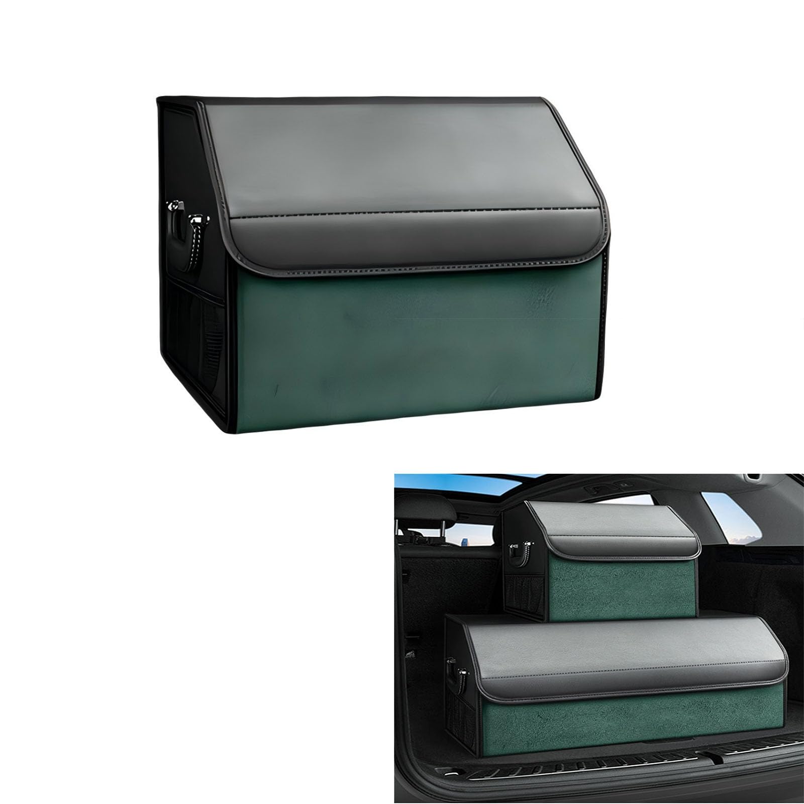 YADKMG Car Boot Organiser For BMW 5 Series E60 E61 2005-2009 Boot Organiser Foldable Car Boot Bag,Car Boot Organiser, Waterproof Multi Compartment(Green,Small)
