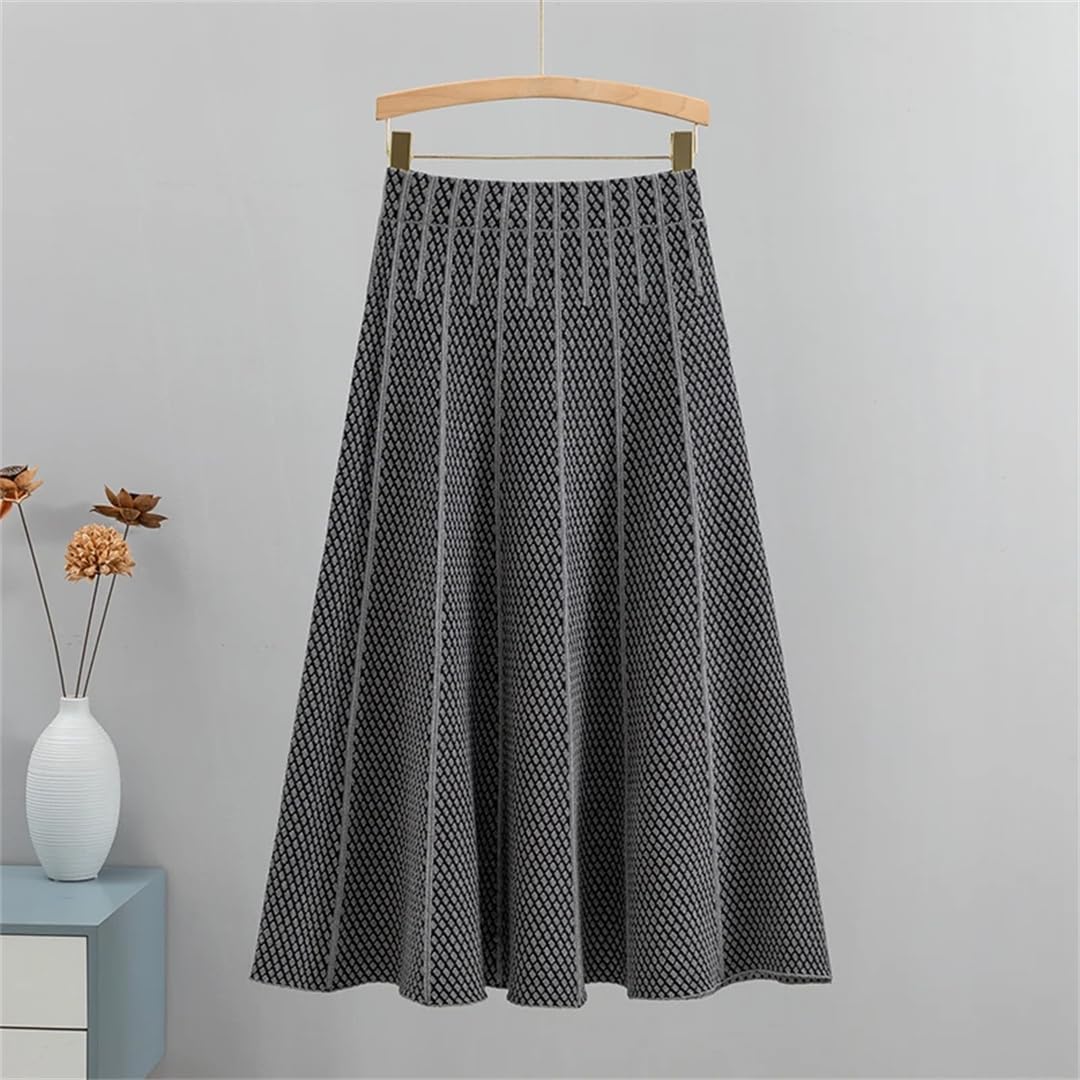 Yeuyyben Autunno Inverno Spessa Calda Donna Maglione Gonna Una Linea Lunga Maxi Gonna Moda Casual Midi Lady Gonne