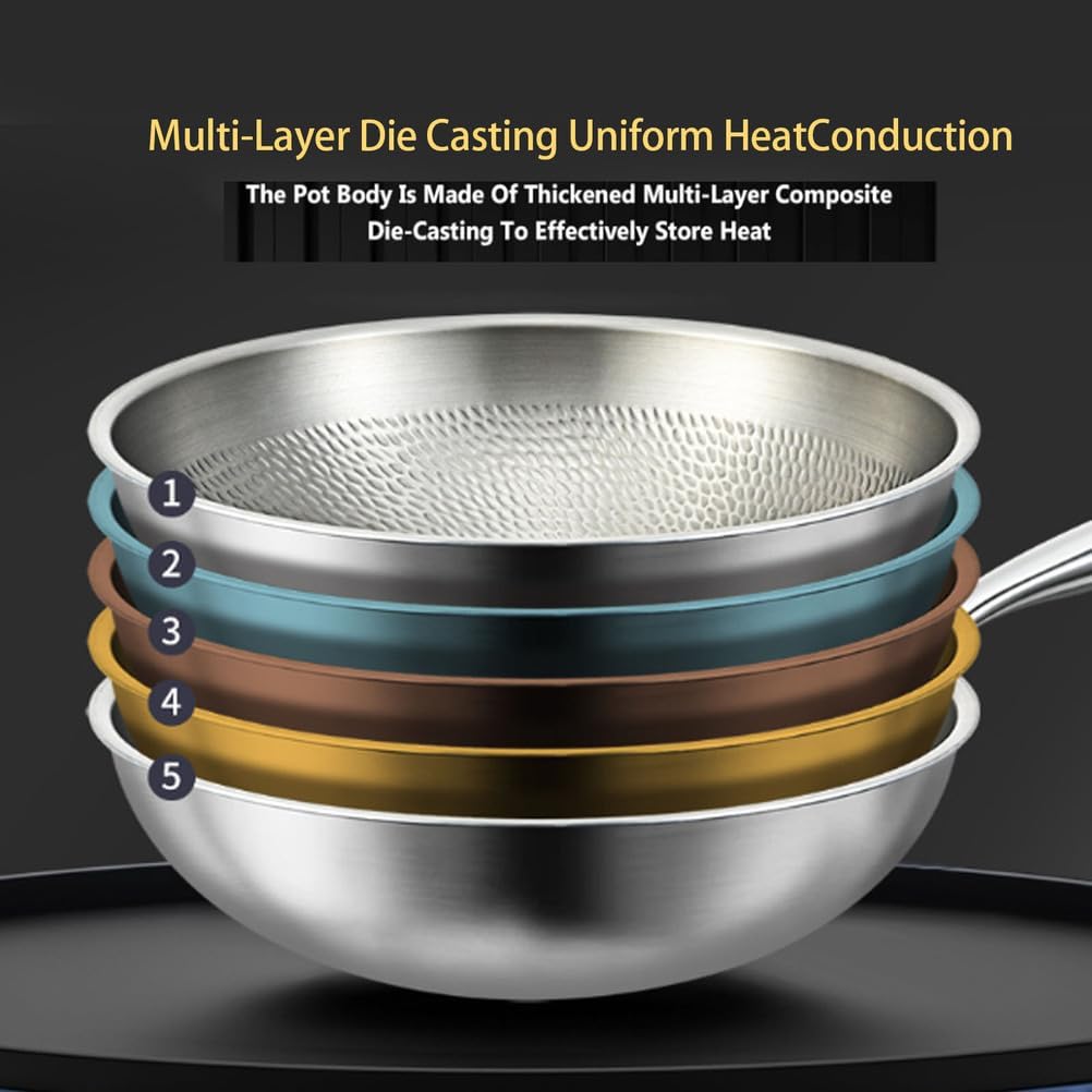 Titanium Hammered Pan, Durable Scratch-Resistant Titanium Frying Pans for Cooking Non Stick, Even Heating for Cooking, Nutritious Pan for Cooking, Compatible with All Cooktops,With steamer,12.