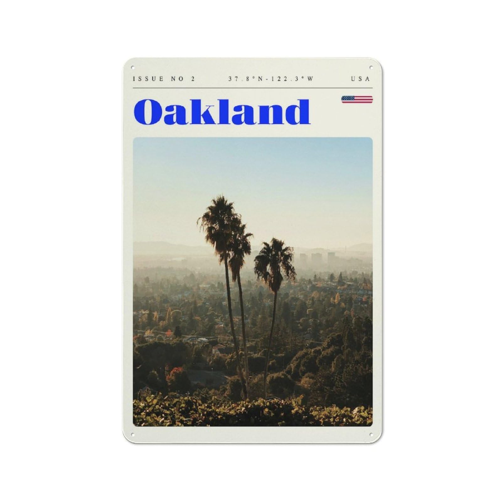 Junmoney Style-12 Metal Wall Sign 30X20cm Featuring Oakland California Travel Art For Workshop Wall, For Room Styling Across Workshops And Hobby Rooms