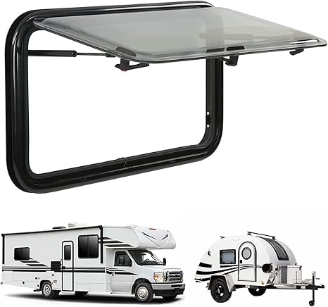 Wohnmobilfenster 50x30cm Schwarz - Gehärtetes Glas Schiebefenster Für Camper