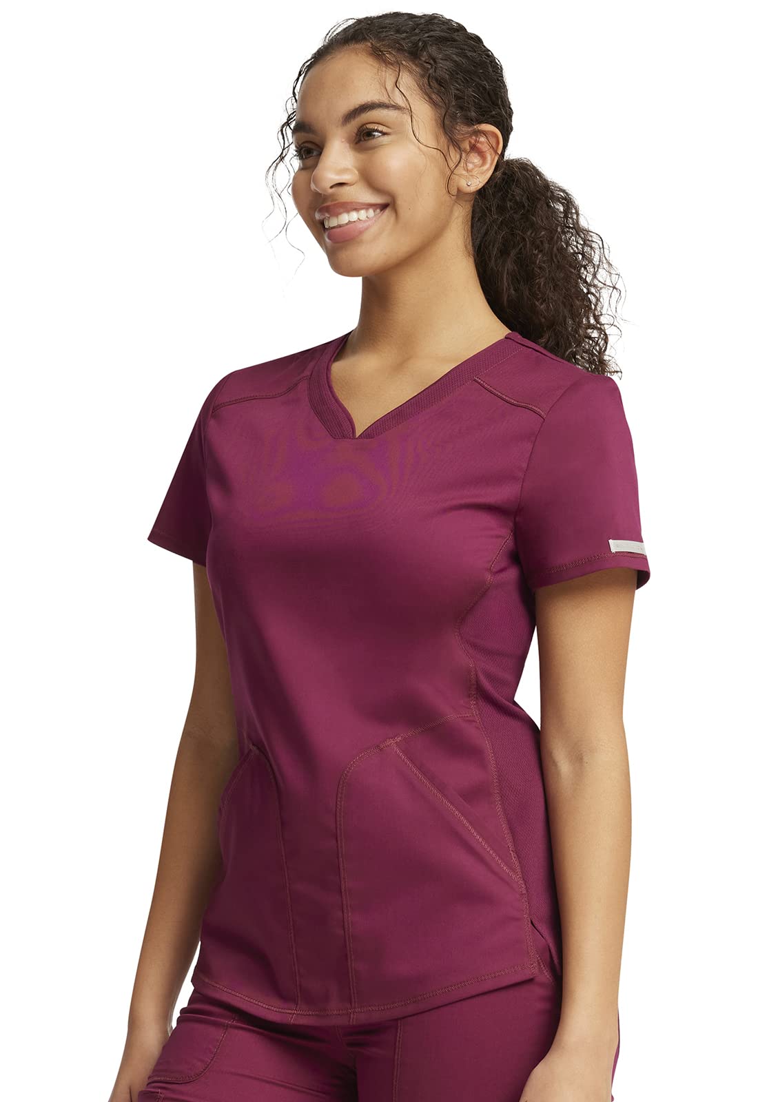 Cherokee WW105 - Conjunto de ropa quirúrgica para mujer con cuello en V WW601, tiro medio, pierna cónica, pantalón médico con cordón