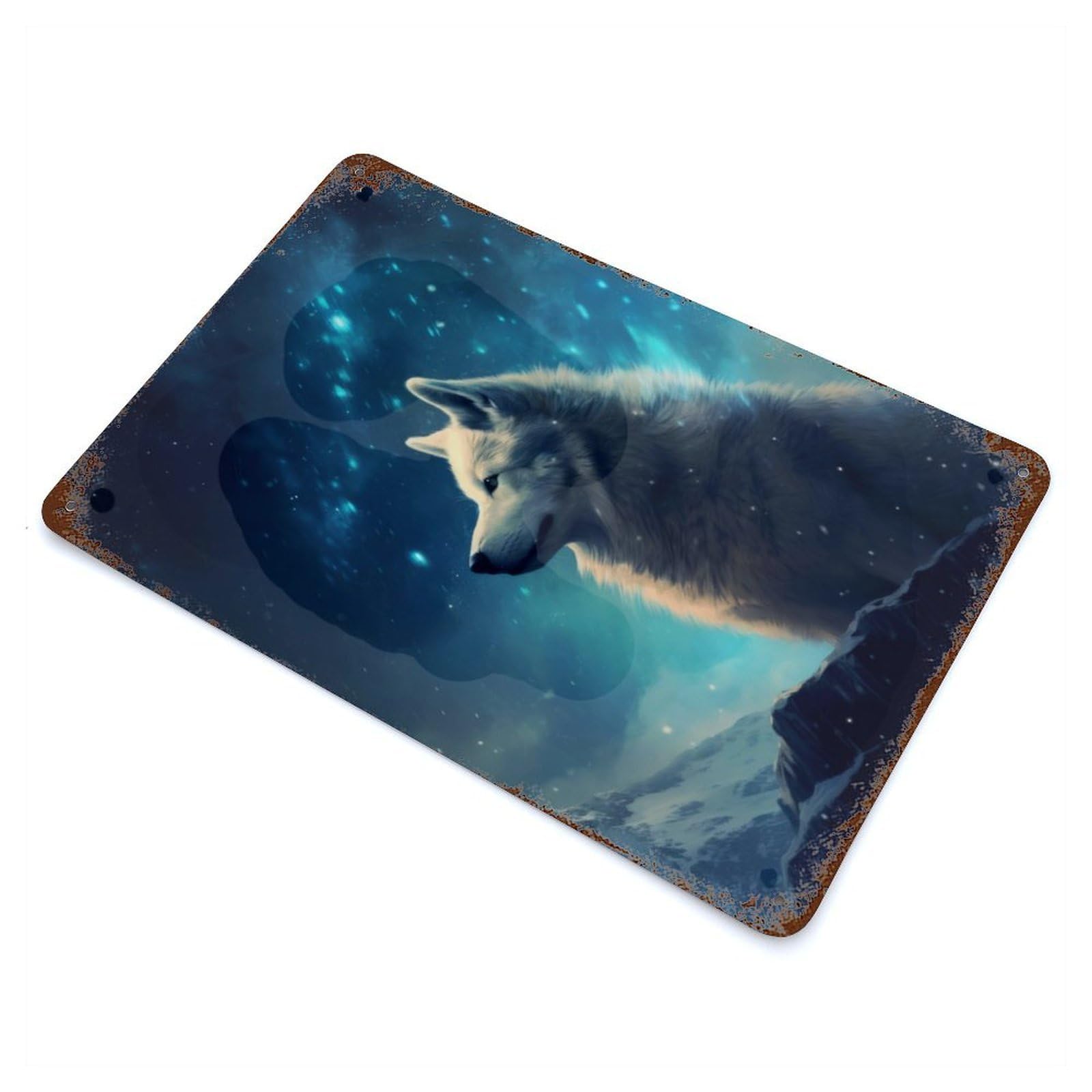 Husky Dog Night Aged Metal Wall Plaque 11.8"x7.9", for Shed, Workshop And Garage Wall Decor, Old School Wall Decor