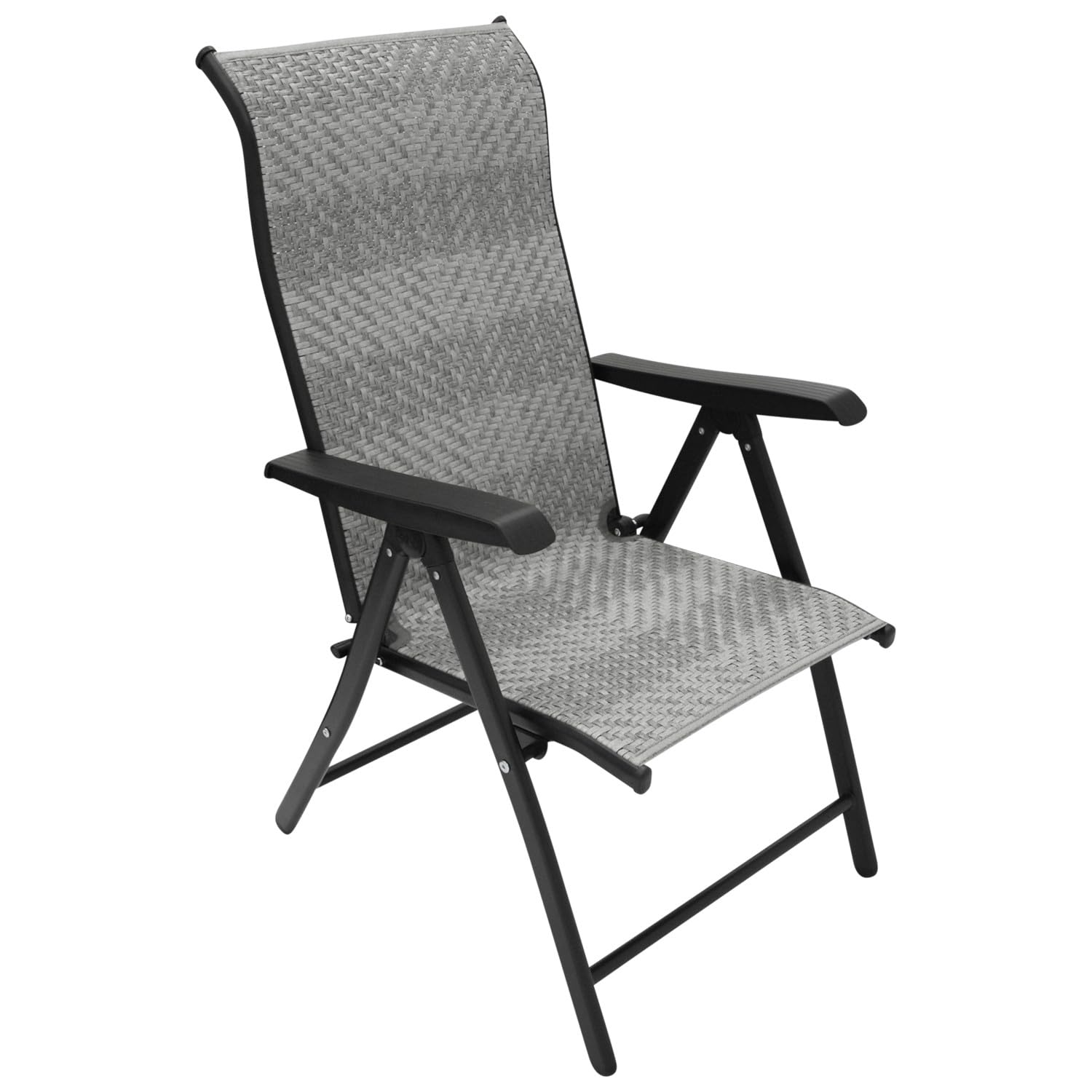 DEGAMO 2X Klappsessel Gartensessel Antibes Hochlehner, Metall und Polyrattan grau, 7-Fach verstellbar, faltbar, Outdoor