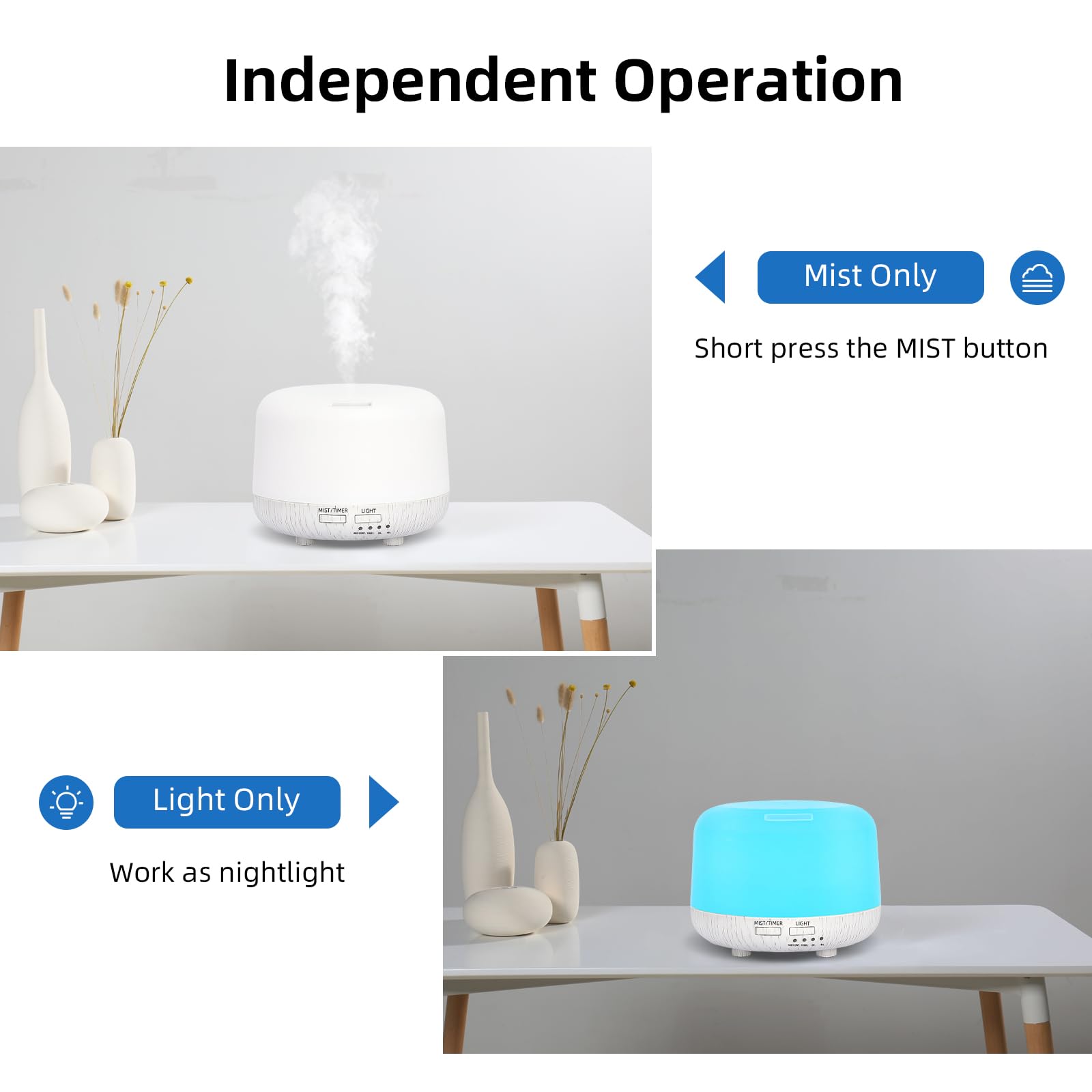 SPLITSKY Diffusore di oli essenziali da 300 ml, diffusore di oli per aromaterapia con telecomando, 8 ore silenzioso per la casa, 7 colori della luce LED, timer, per piccole stanze e camere da letto.