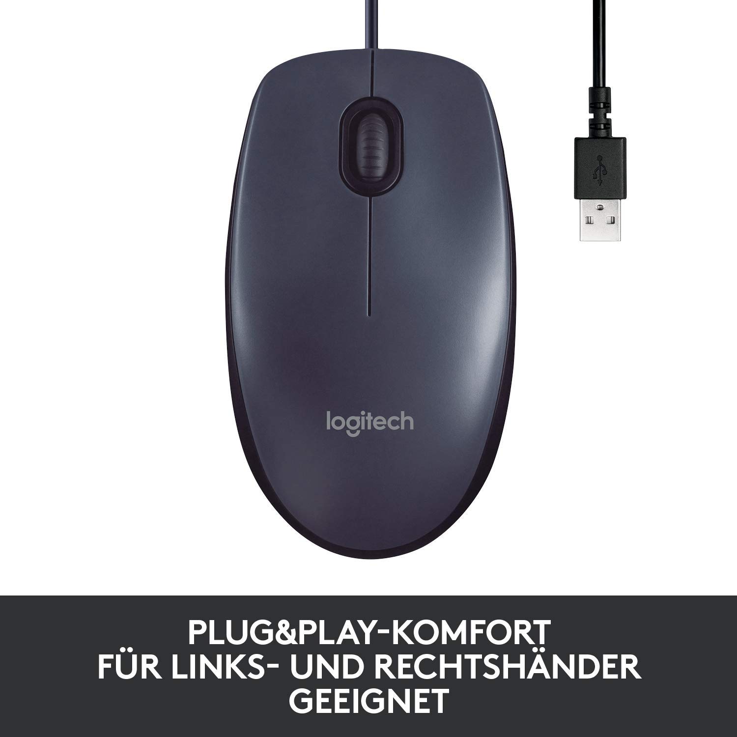 Logitech M100 USB PC mysz (kompatybilna z laptopami PC Windows, Mac, Linux) szara (10-pak)
