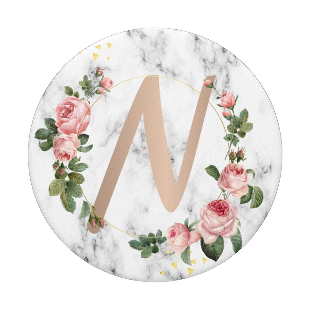 Amazon.com: Monogram Letter N Pink Flowers Gift For