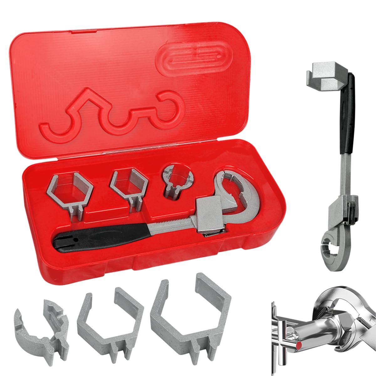 Bathroom Wrenchs, Universal Adjustable Double Wrench 80mm Open-end Crescent Wrench Universal Pipe Wrenchs Hand Tool for Disassembly Assembly of