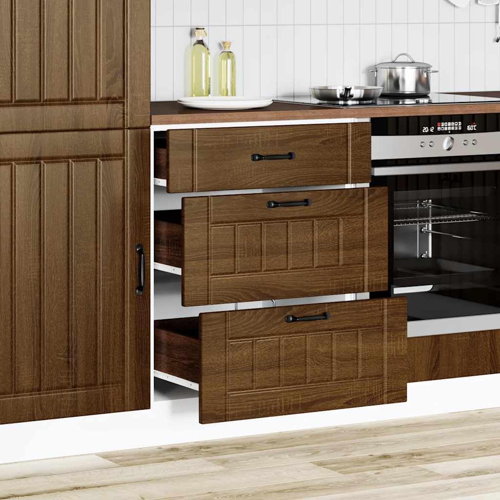 Mobile da cucina Lucca marrone effetto quercia in legno 60 x 46 x 81,5 cm, con piedini regolabili, spazio per cassetti e utensili da cucina